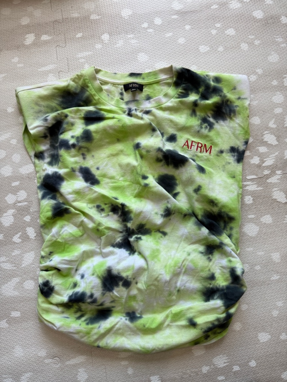 AFRM Lime Green & Black Tie-Dye Sleeveless Tee